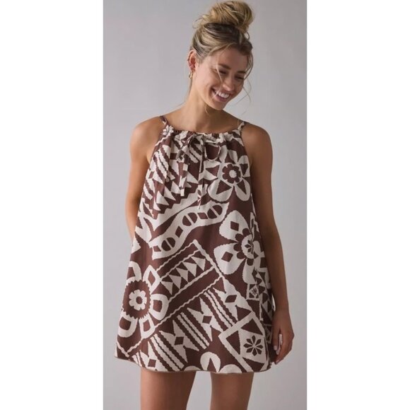 BDG Urban Outfitters Size Large Dress NWT $49 Brown White Pockets - Picture 1 of 13